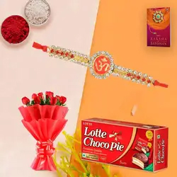 Traditional Rakhi with a Dozen Roses in Red and a ...
