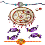Decorated Pooja Thali with Free Nice Rakhi and Cho...