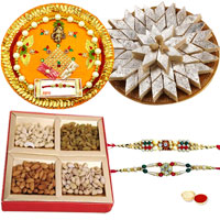 Exclusive Pooja thali with Kaju Katli, Dry Fruits ...