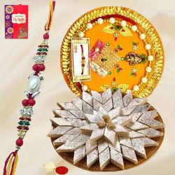 Exotic Multicolored Rakhi with Kaju Katli Bites...