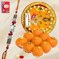 Unique Thali with Multicolored Rakhi...
