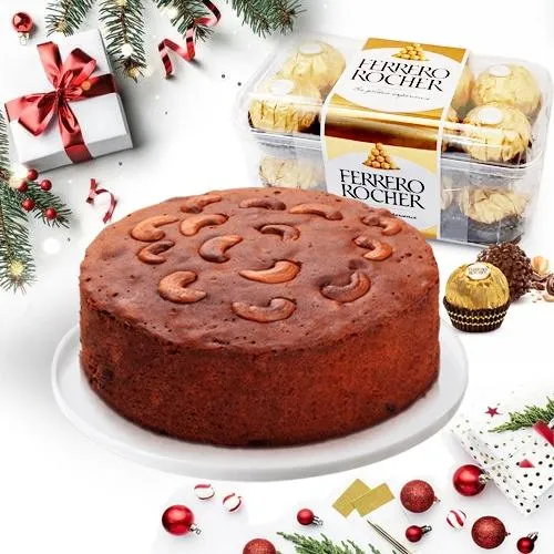 Yummy Dry Plum Cake with Ferrero Rocher	