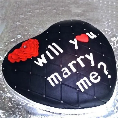 Delicious Heart Shape Fondant Chocolate Cake for Propose Day