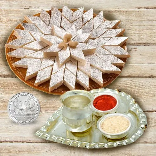 Order Haldirams Kaju Katli with Thali N Free Coin