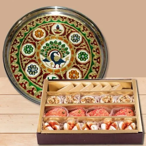 Send Subh Labh Stainless Steel Thali with Haldiram Sweets