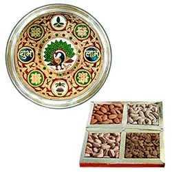 Deliver Subh Labh Stainless Steel Thali with Mixed Dry Fruits