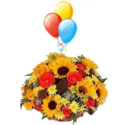 Online Mixed Flower Bouquet with Balloons