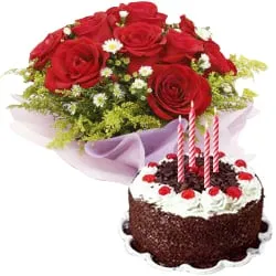 Deliver Red Roses and Delicious Black Forest Cake