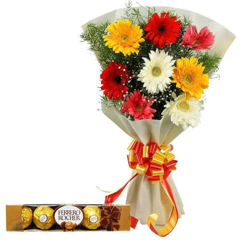 Send Gerberas Bouquet with Ferrero Rocher