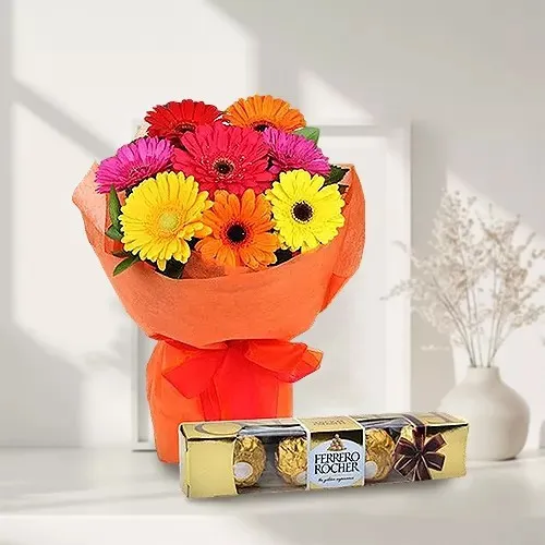 Order Bouquet of Gerbera and Ferrero Rocher