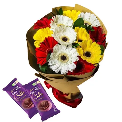 Order Cadbury Silk with Gerberas Arrangement