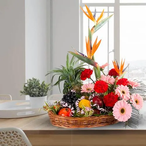Deliver Fresh Fruits Basket and Mixed Flowers