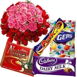 Deliver Rose Bouquet with Assorted Cadbury Chocolates