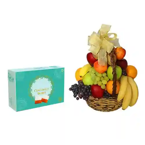 Luscious Coconut Burfi with Fresh Fruit Basket