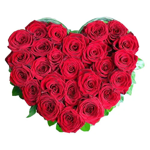 Online Deliver Heart-Shaped Arrangement of Red Roses