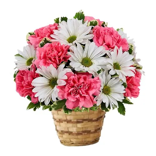Buy Mixed Flowers in a Bamboo Pot Online