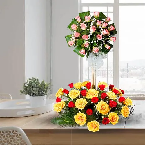 Online Mixed Roses 2 Tier Arrangement