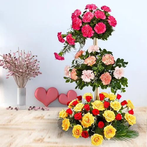 Buy Assorted Flowers 3 Tier Arrangement