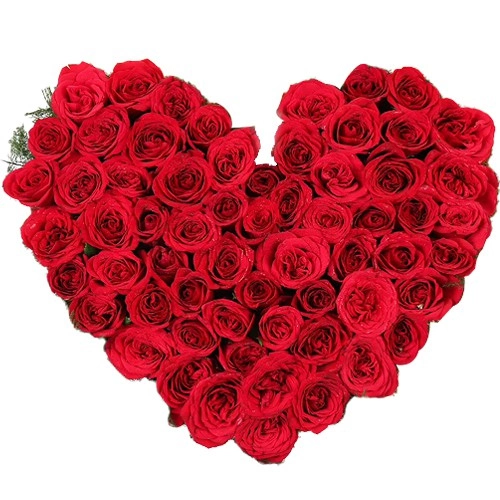 Deliver V-Day Gift of Red Roses Heart Bouquet