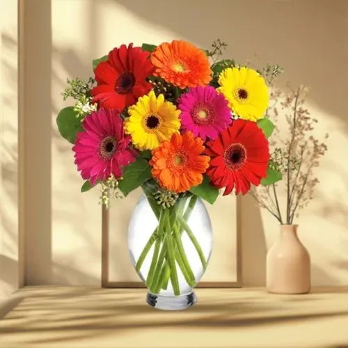 Book Mix Gerberas in a Glass Vase Online
