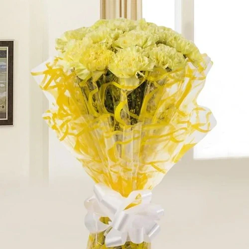 Online Order Bouquet of Yellow Carnations