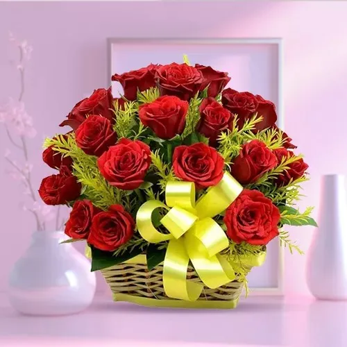 Send Basket of Red Roses Online