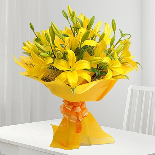 Gift Yellow Lilies Bouquet Online