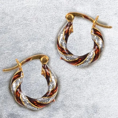 Online Gold Toned Metal Looped Earrings Set