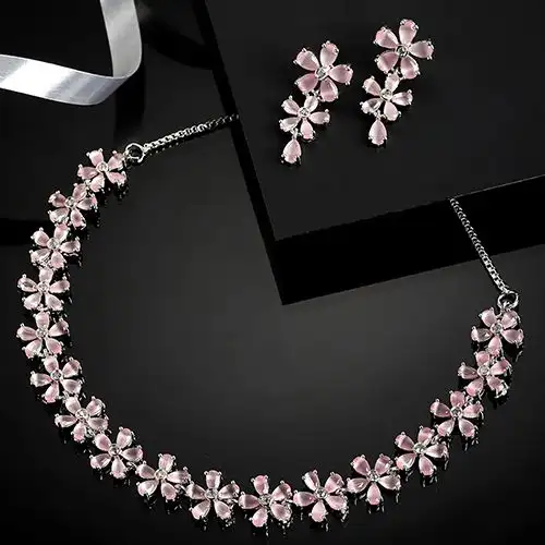 Remarkable AD Studded Flower Jewellery Set