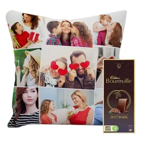 Deliver Personalized Cushion with a Cadbury Dark Milk Chocolate Bar