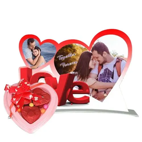 Send Heart Shaped Photo Frame with Homemade Chocolates