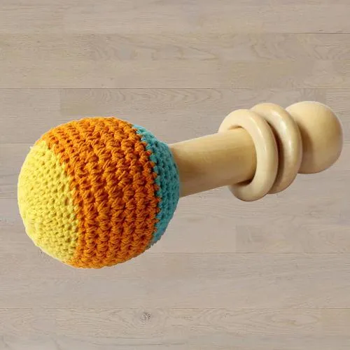 Amazing Wooden Non-Toxic Crochet Shaker Rattle Toy
