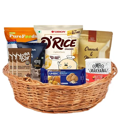 Buy remarkable healthy snacks assortment gift basket in Delhi, Free  Shipping - DelhiOnlineFlorists