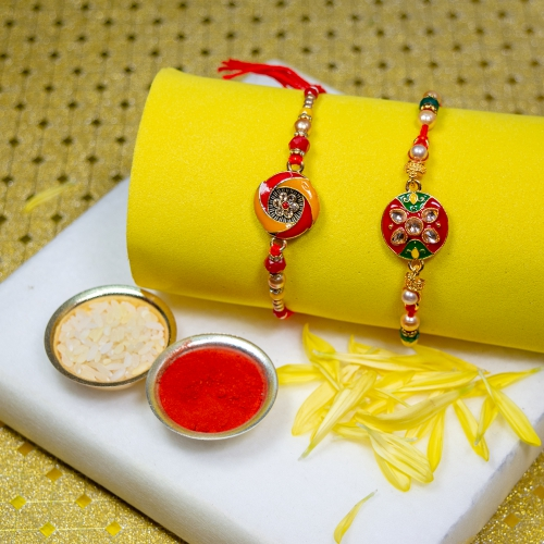 Set of 2 Kundan Rakhi for Brother