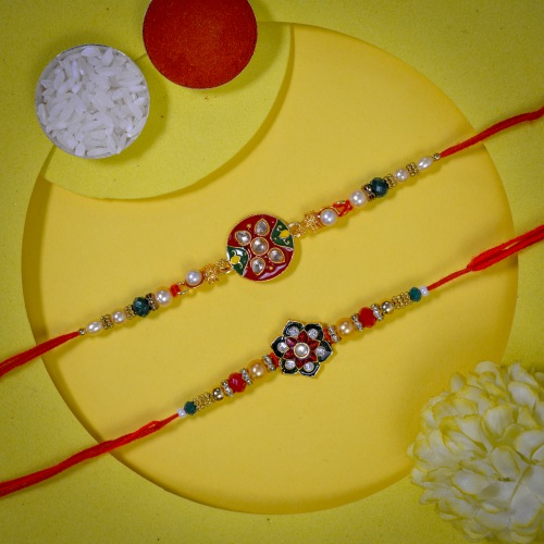 Designer Kundan Rakhi Set of 2