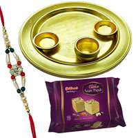Soan Papri from <font color=#FF0000>Haldiram</font> with Silver Plated Thali and free Rakhi, Roli Tilak and Chawal Soan Papri from <font color=#FF0000>Haldiram</font> with Silver Plated Thali and free Rakhi, Roli Tilak and Chawal