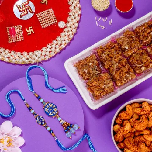 Stylish Bhaiya Bhabhi Rakhi  N  Delicacies Gift Set