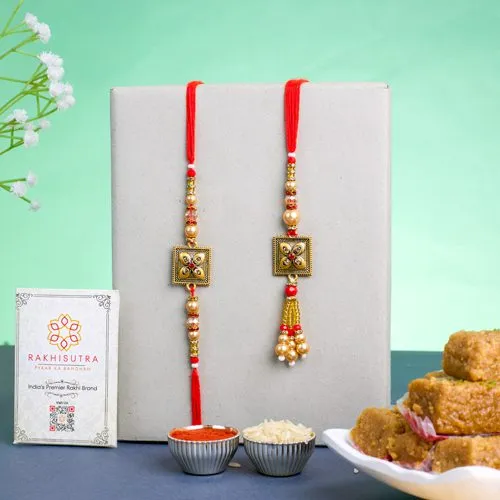 Graceful Kundan Rakhi N Milk Cake Treat