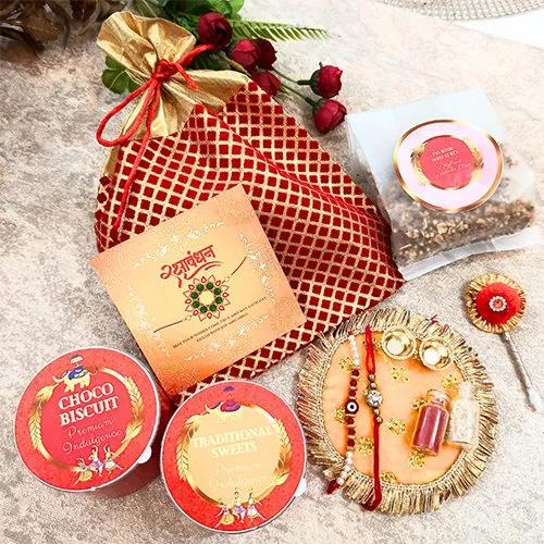 Red Potli Rakhi Gift Hamper
