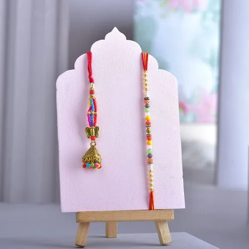 Charming Bhaiya Bhabhi Beads Rakhi Set