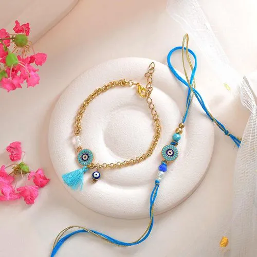 Stunning Evil Eye Bhai Bhabhi Rakhi Duo