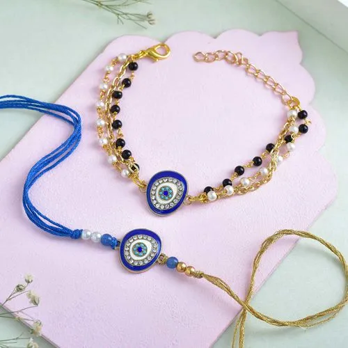 Stone  N  Pearl Bhaiya Bhabhi Rakhi Combo