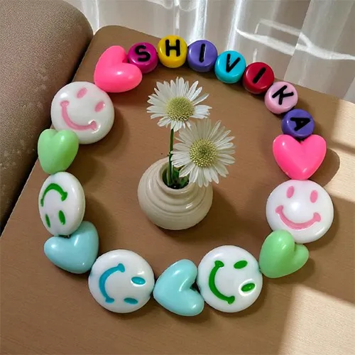 Whimsical Smiley n Hearts Beads Kids Rakhi