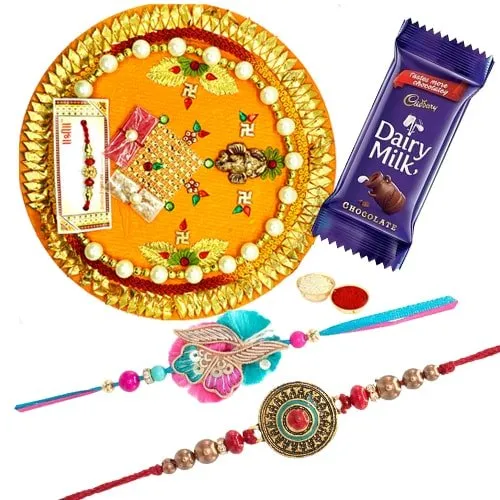 Rakhi Thali with 2 Rakhi and 1 Dairy Milk