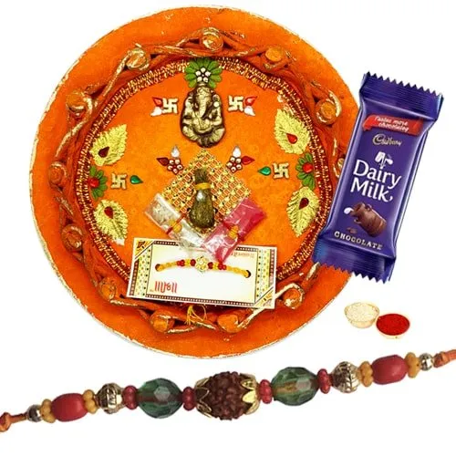 Charming  Rakhi With Rakhi Thali