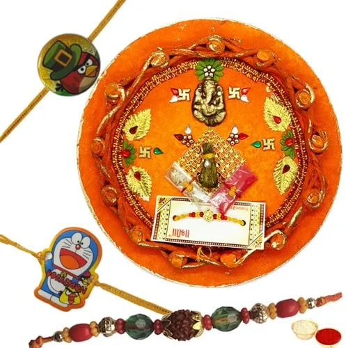 Decorative Rakhi Thali With Bhaiya N Kid Rakhi