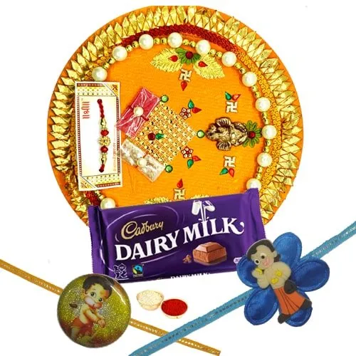 Splendid Kid Rakhi, Rakhi Thali with and Dairy Milk