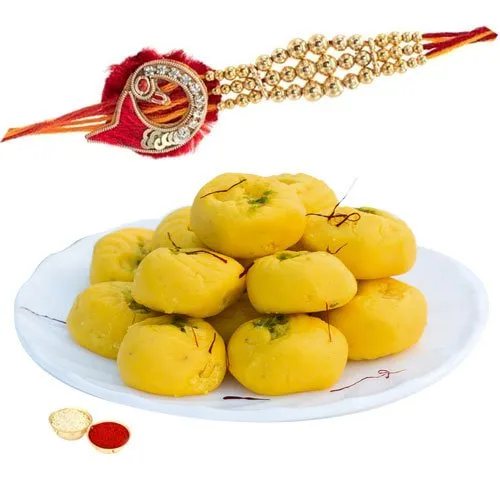 Impressive One Rakhi with Delicious Kesar peda