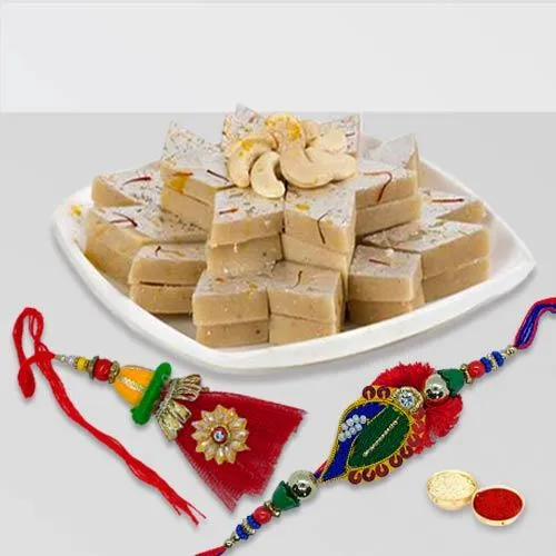 Kaju Katli with Designer Bhaiya Bhabhi Rakhi