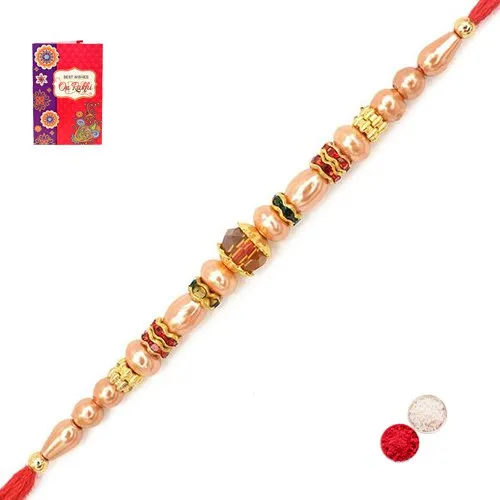 Beaming Stone n Beaded Rakhi<br>